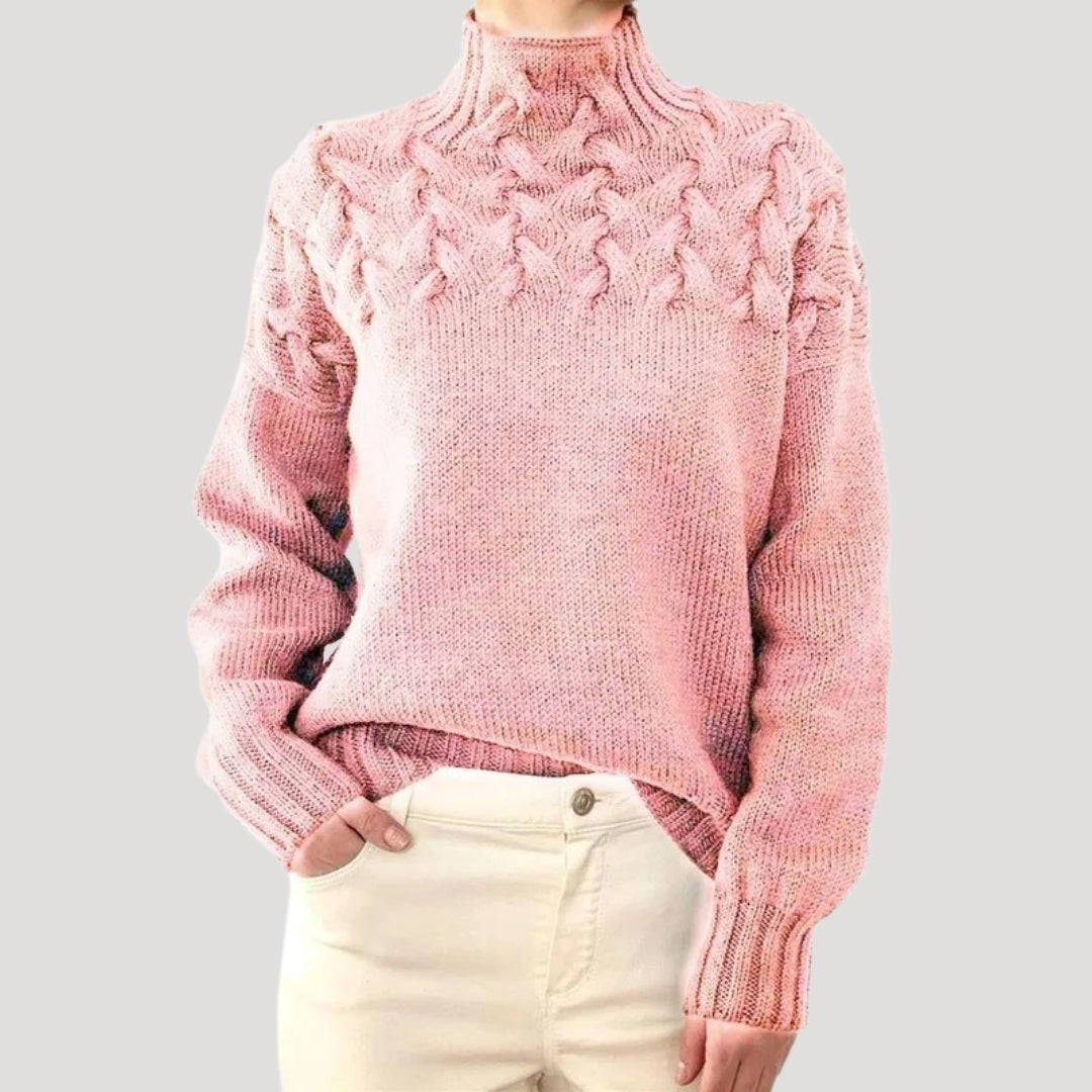 Cable-Knit Turtleneck Jumper Sweater Relaxed Pullover for Women | Evelyn