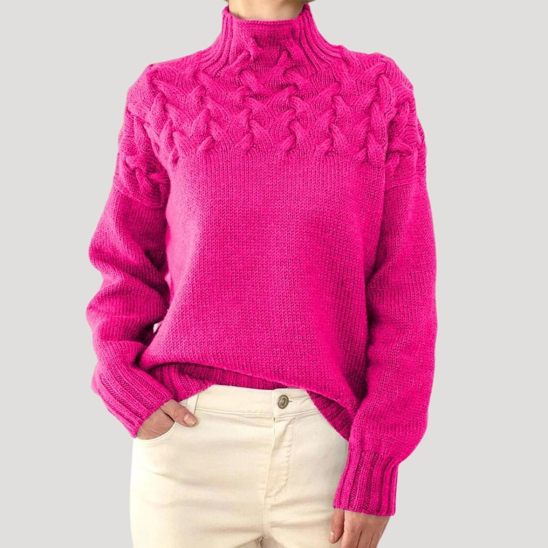 Cable-Knit Turtleneck Jumper Sweater Relaxed Pullover for Women | Evelyn