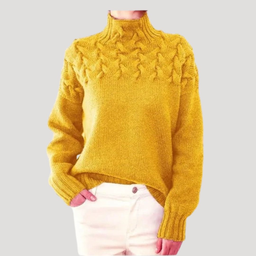 Cable-Knit Turtleneck Jumper Sweater Relaxed Pullover for Women | Evelyn