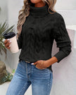 Nore | Women's Cable-Knit Turtleneck Sweater Relaxed Pullover with Roll-Neck for Layering