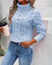 Nore | Women's Cable-Knit Turtleneck Sweater Relaxed Pullover with Roll-Neck for Layering