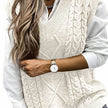 Grace | Women's Cable-Knit V-Neck Sweater Vest Relaxed Layering Pullover for Everyday