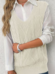 Grace | Women's Cable-Knit V-Neck Sweater Vest Relaxed Layering Pullover for Everyday