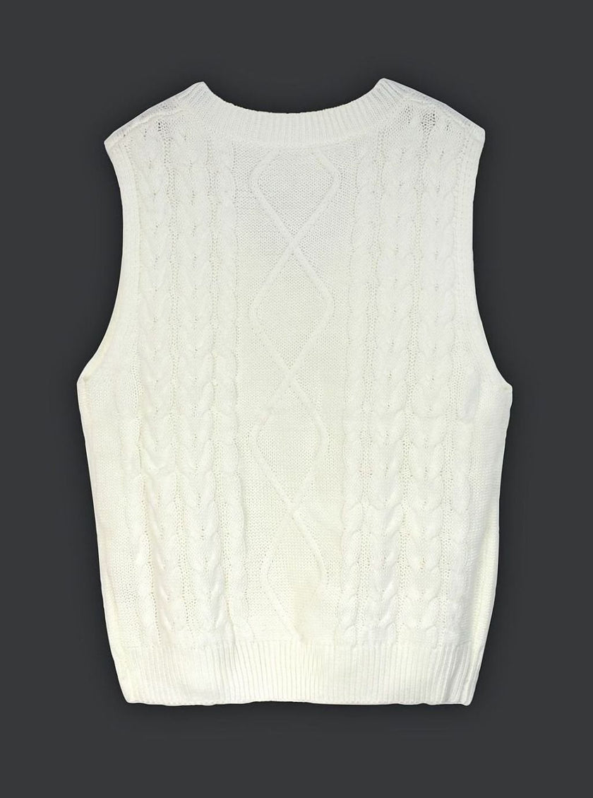 Grace | Women's Cable-Knit V-Neck Sweater Vest Relaxed Layering Pullover for Everyday