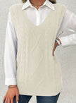 Grace | Women's Cable-Knit V-Neck Sweater Vest Relaxed Layering Pullover for Everyday