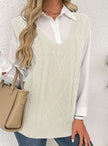 Grace | Women's Cable-Knit V-Neck Sweater Vest Relaxed Layering Pullover for Everyday