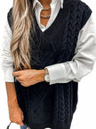 Grace | Women's Cable-Knit V-Neck Sweater Vest Relaxed Layering Pullover for Everyday