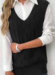 Grace | Women's Cable-Knit V-Neck Sweater Vest Relaxed Layering Pullover for Everyday