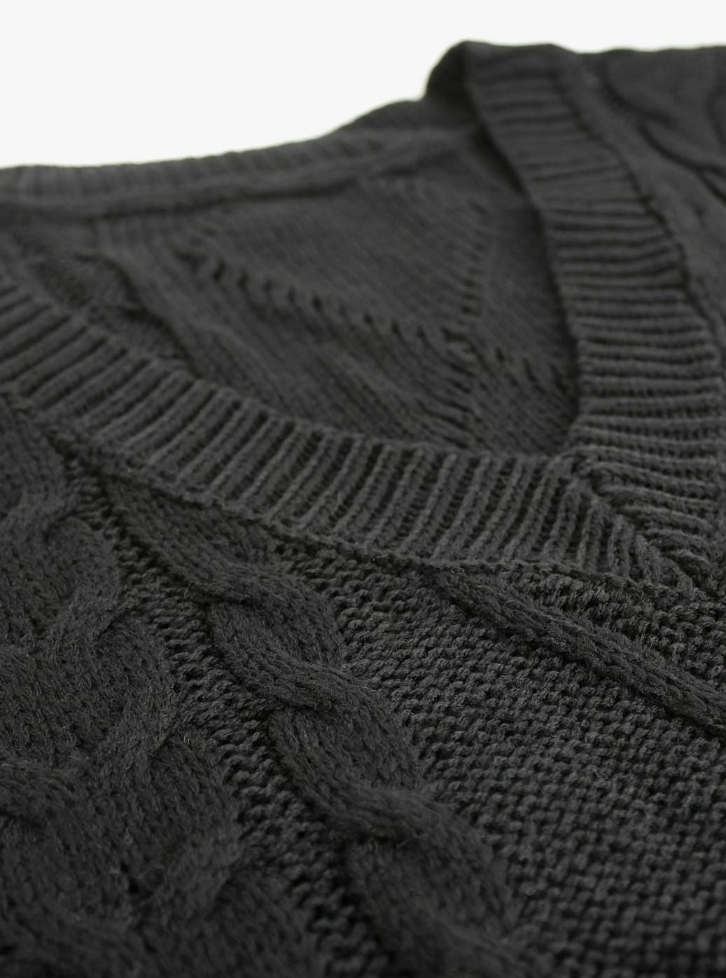 Cable Knit Sweater V Neck Relaxed Fit Stretch Pullover Jumper | Isadora