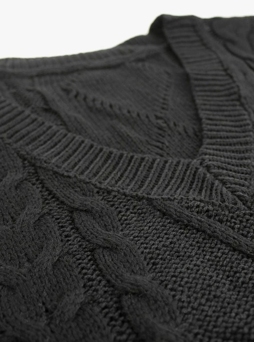 Grace | Women's Cable-Knit V-Neck Sweater Vest Relaxed Layering Pullover for Everyday