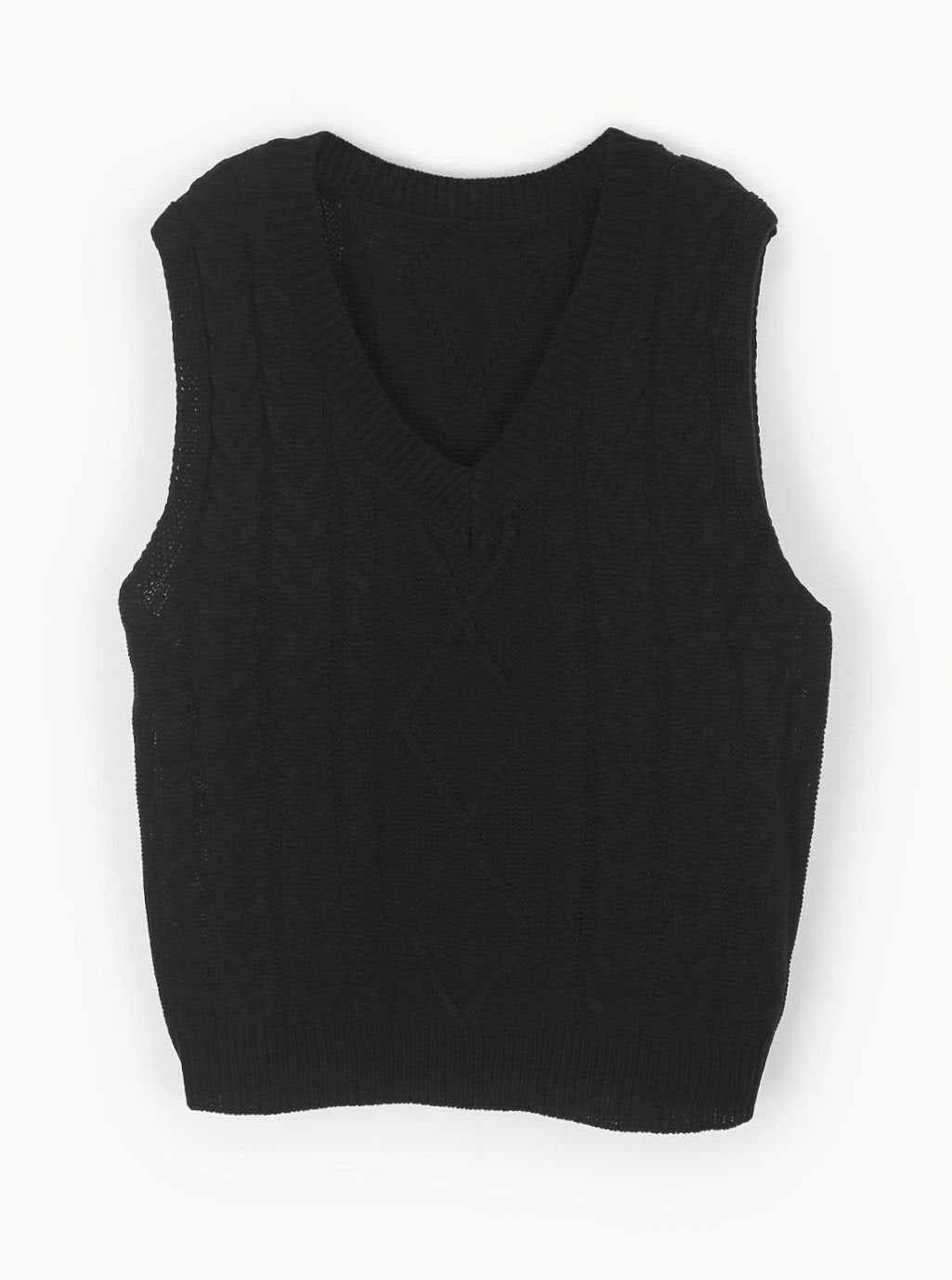 Cable Knit Sweater V Neck Relaxed Fit Stretch Pullover Jumper | Isadora