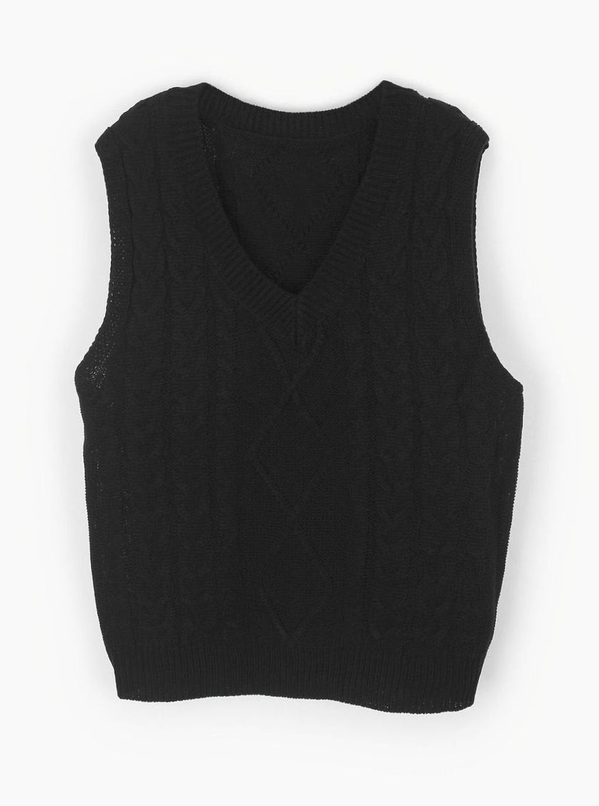 Grace | Women's Cable-Knit V-Neck Sweater Vest Relaxed Layering Pullover for Everyday