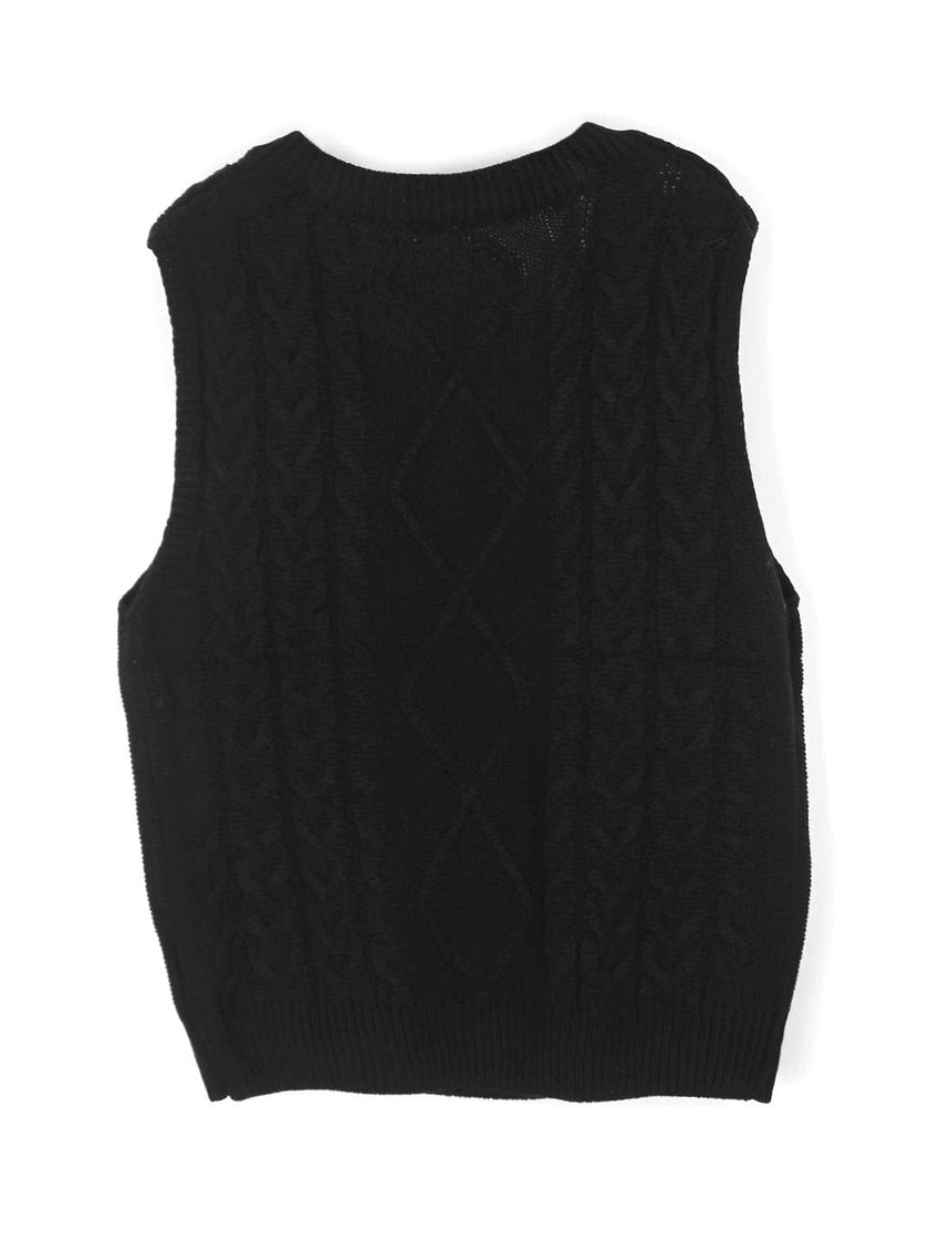 Grace | Women's Cable-Knit V-Neck Sweater Vest Relaxed Layering Pullover for Everyday