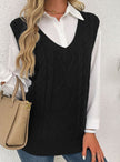 Grace | Women's Cable-Knit V-Neck Sweater Vest Relaxed Layering Pullover for Everyday