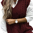 Grace | Women's Cable-Knit V-Neck Sweater Vest Relaxed Layering Pullover for Everyday