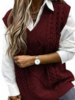 Grace | Women's Cable-Knit V-Neck Sweater Vest Relaxed Layering Pullover for Everyday
