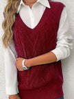 Grace | Women's Cable-Knit V-Neck Sweater Vest Relaxed Layering Pullover for Everyday