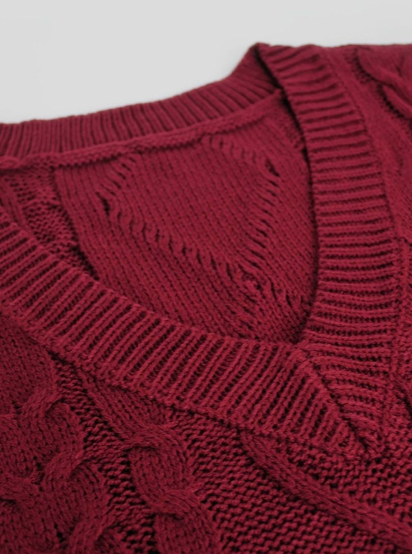 Grace | Women's Cable-Knit V-Neck Sweater Vest Relaxed Layering Pullover for Everyday