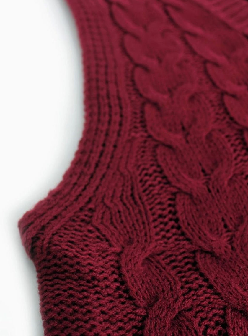 Grace | Women's Cable-Knit V-Neck Sweater Vest Relaxed Layering Pullover for Everyday