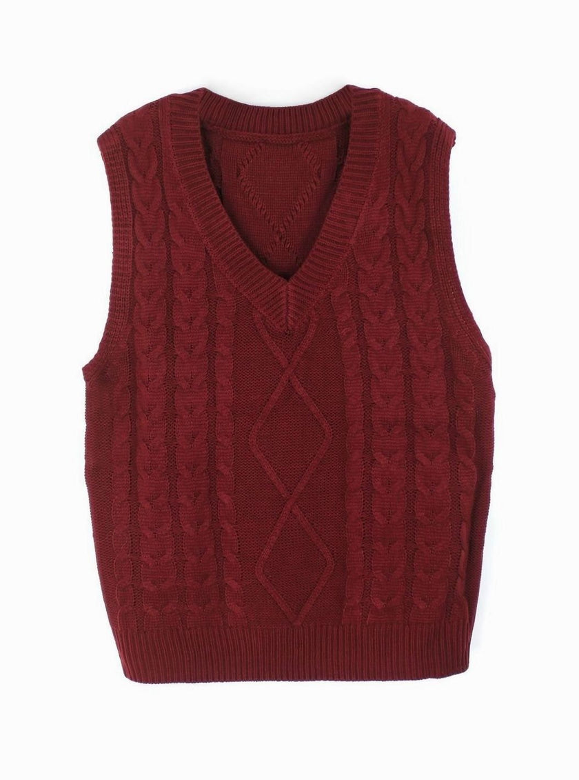 Grace | Women's Cable-Knit V-Neck Sweater Vest Relaxed Layering Pullover for Everyday