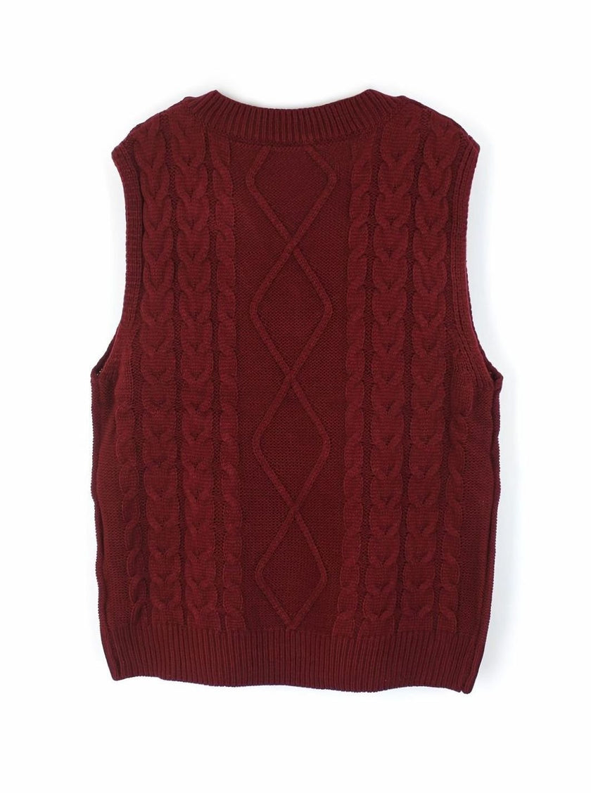 Grace | Women's Cable-Knit V-Neck Sweater Vest Relaxed Layering Pullover for Everyday