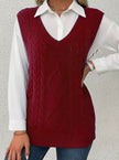 Grace | Women's Cable-Knit V-Neck Sweater Vest Relaxed Layering Pullover for Everyday