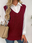 Grace | Women's Cable-Knit V-Neck Sweater Vest Relaxed Layering Pullover for Everyday