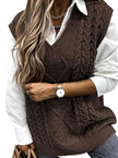 Grace | Women's Cable-Knit V-Neck Sweater Vest Relaxed Layering Pullover for Everyday