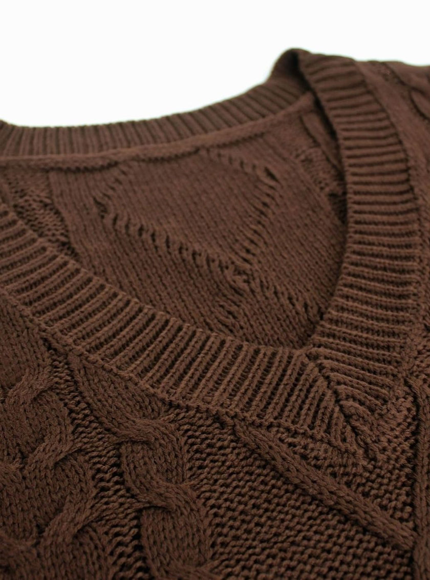 Grace | Women's Cable-Knit V-Neck Sweater Vest Relaxed Layering Pullover for Everyday