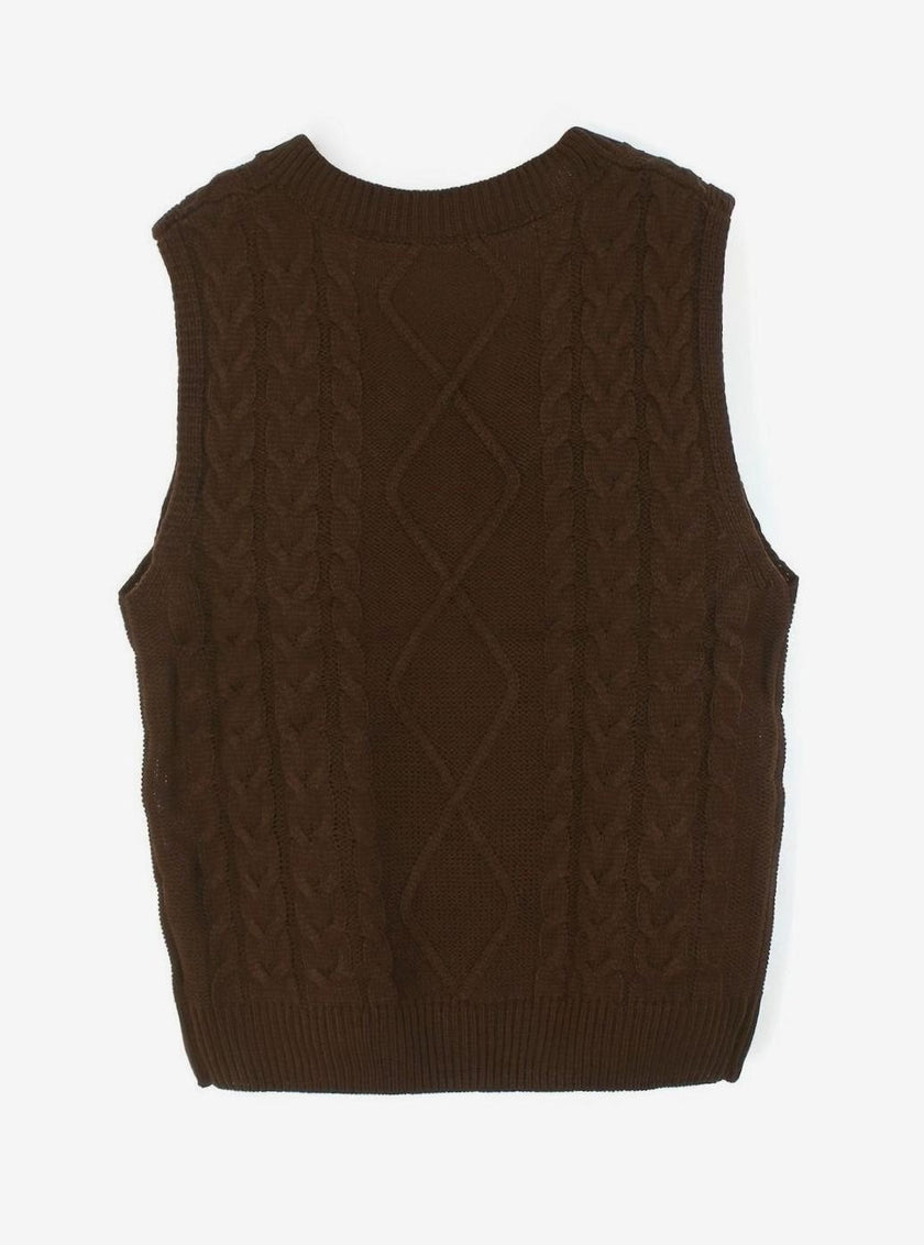 Grace | Women's Cable-Knit V-Neck Sweater Vest Relaxed Layering Pullover for Everyday