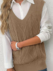 Grace | Women's Cable-Knit V-Neck Sweater Vest Relaxed Layering Pullover for Everyday