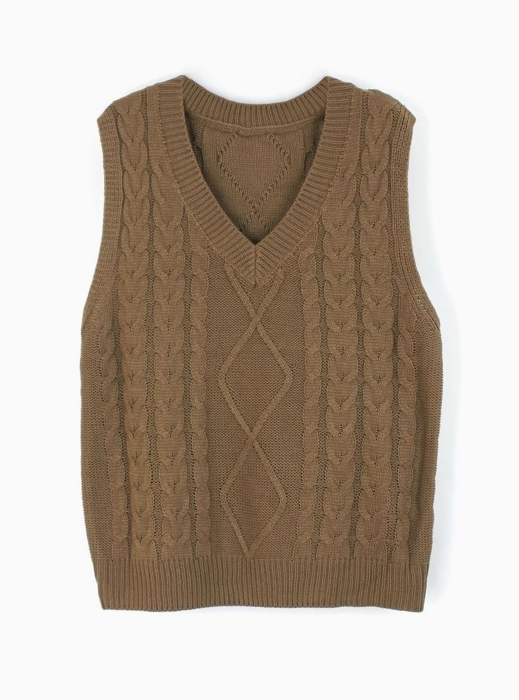 Cable Knit Sweater V Neck Relaxed Fit Stretch Pullover Jumper | Isadora