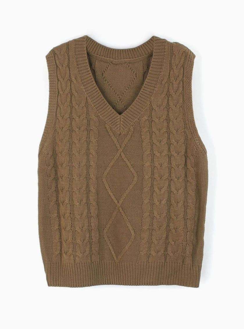 Grace | Women's Cable-Knit V-Neck Sweater Vest Relaxed Layering Pullover for Everyday