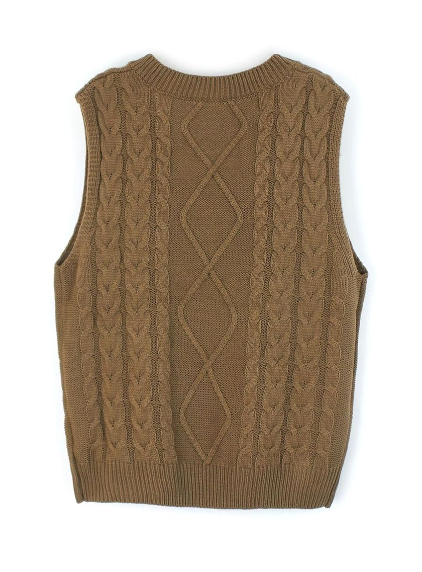 Grace | Women's Cable-Knit V-Neck Sweater Vest Relaxed Layering Pullover for Everyday