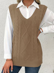 Grace | Women's Cable-Knit V-Neck Sweater Vest Relaxed Layering Pullover for Everyday