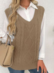 Grace | Women's Cable-Knit V-Neck Sweater Vest Relaxed Layering Pullover for Everyday