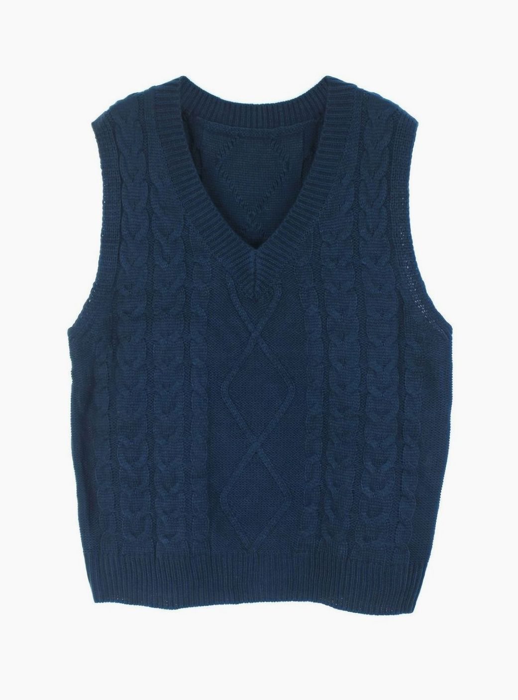 Cable Knit Sweater V Neck Relaxed Fit Stretch Pullover Jumper | Isadora