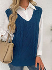 Grace | Women's Cable-Knit V-Neck Sweater Vest Relaxed Layering Pullover for Everyday