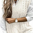 Grace | Women's Cable-Knit V-Neck Sweater Vest Relaxed Layering Pullover for Everyday