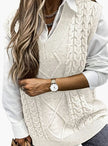 Grace | Women's Cable-Knit V-Neck Sweater Vest Relaxed Layering Pullover for Everyday