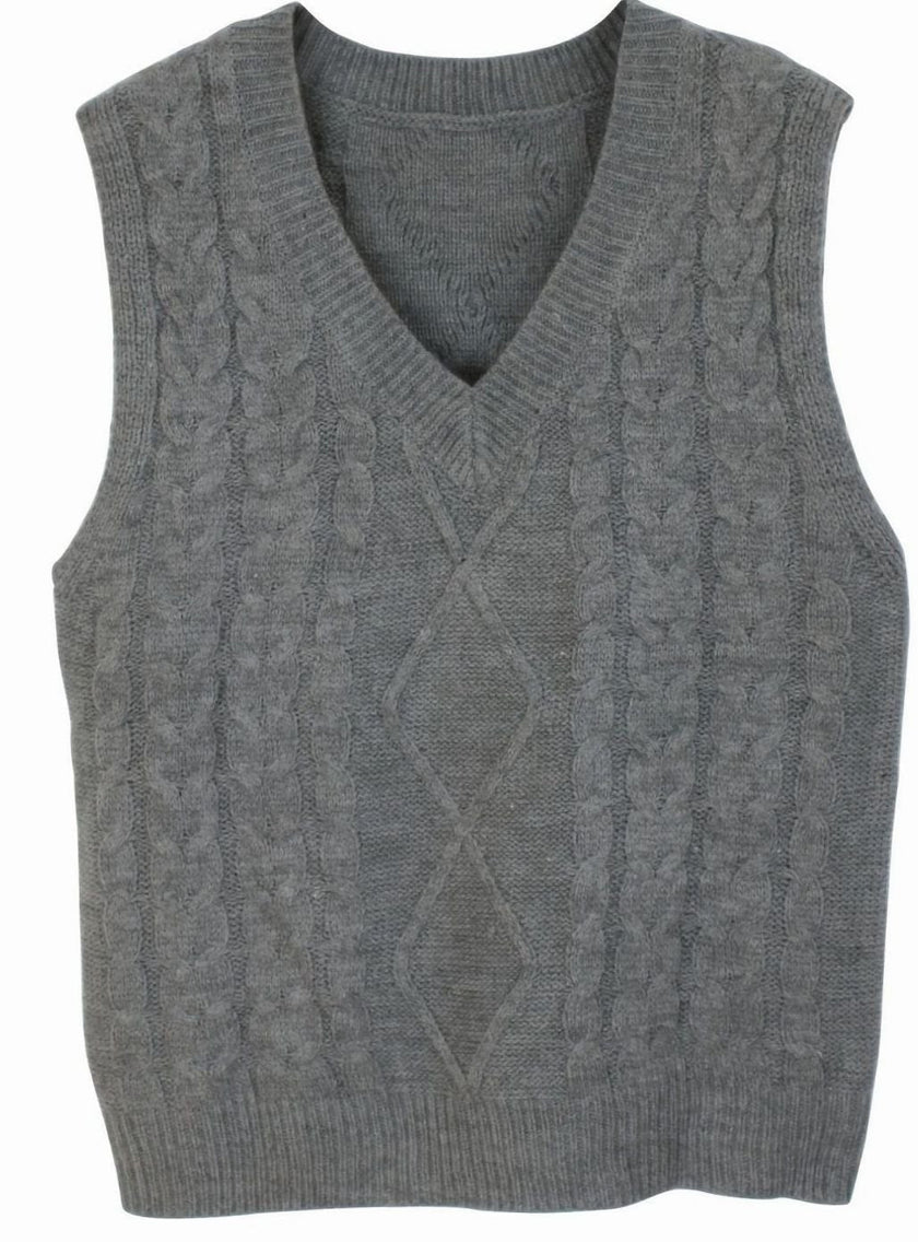 Grace | Women's Cable-Knit V-Neck Sweater Vest Relaxed Layering Pullover for Everyday