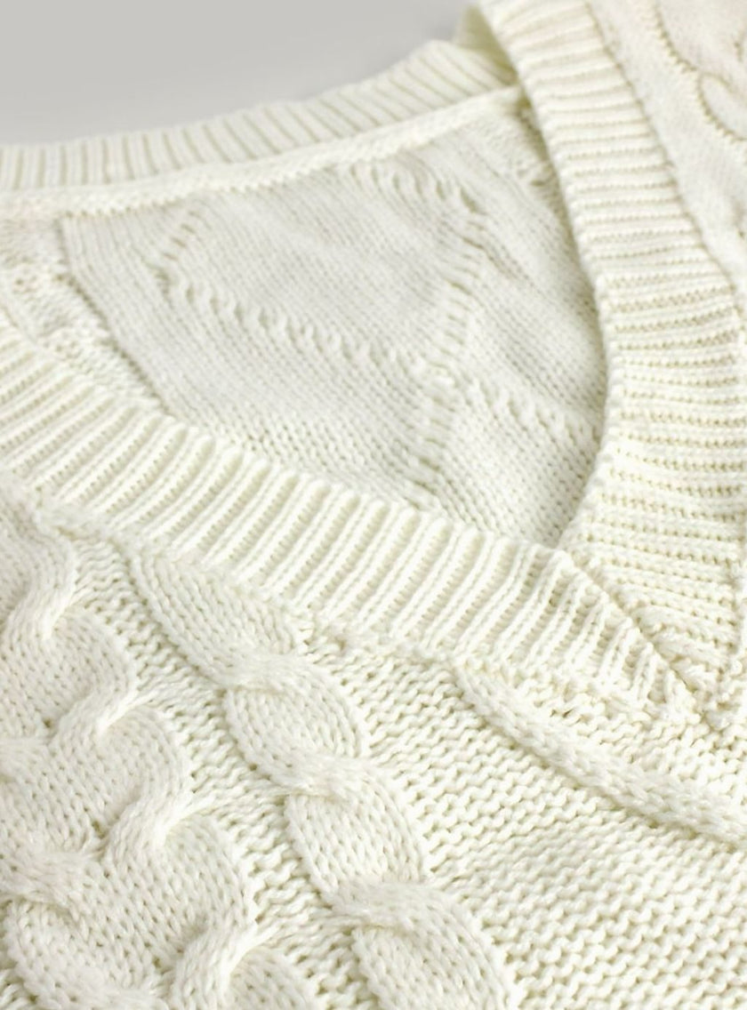 Grace | Women's Cable-Knit V-Neck Sweater Vest Relaxed Layering Pullover for Everyday