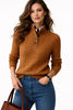 Madison | Women's Cable Knit Wool Blend Button-Neck Pullover Sweater with Striped for Casual