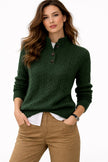 Madison | Women's Cable Knit Wool Blend Button-Neck Pullover Sweater with Striped for Casual