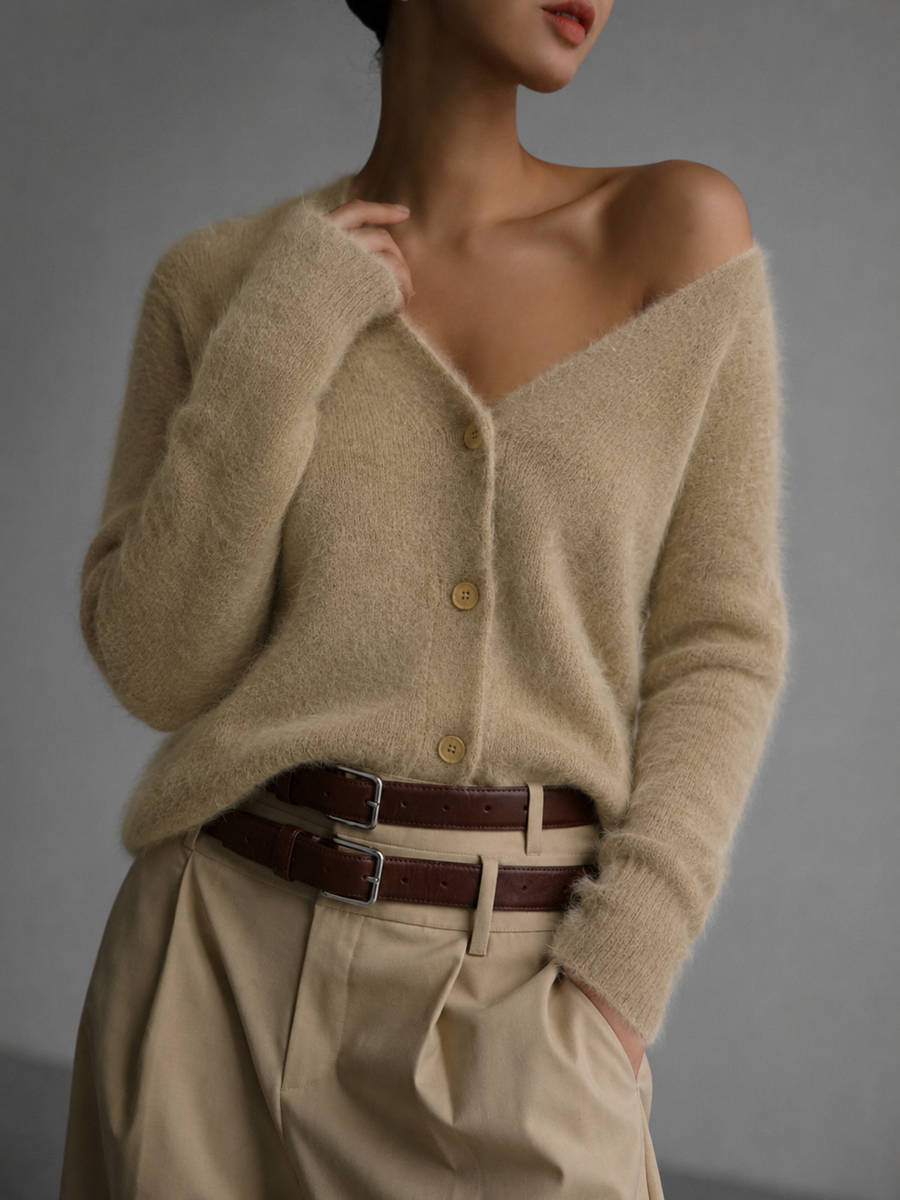 Oversized Button-Front Knit Cardigan Sweater Relaxed Fit for Women | Nell
