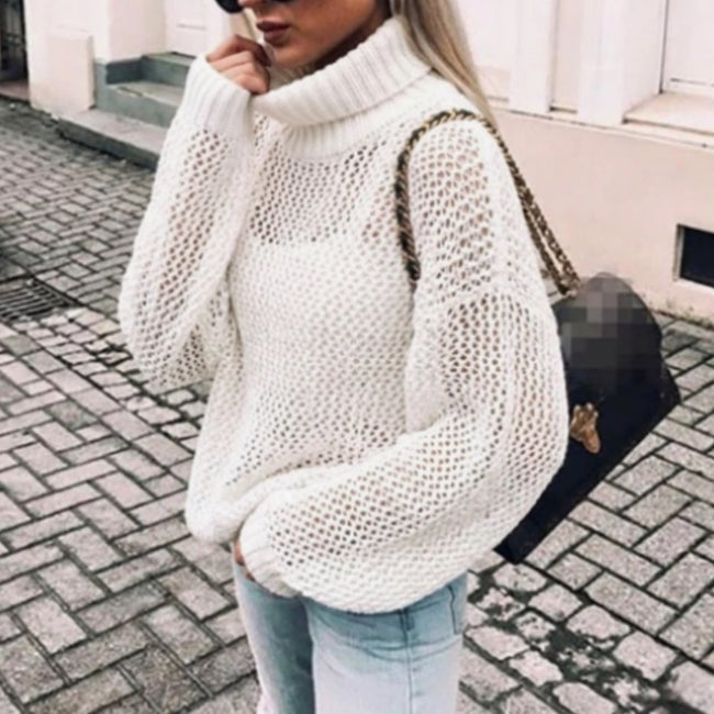 Yara | Women's Cardigan Oversized Chunky Knit Turtleneck Sweater with Ribbed for Layering