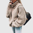 Jill | Women's Cardigan Oversized Chunky Knit Turtleneck Sweater with Ribbed for Layering