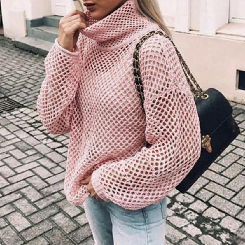 Yara | Women's Cardigan Oversized Chunky Knit Turtleneck Sweater with Ribbed for Layering