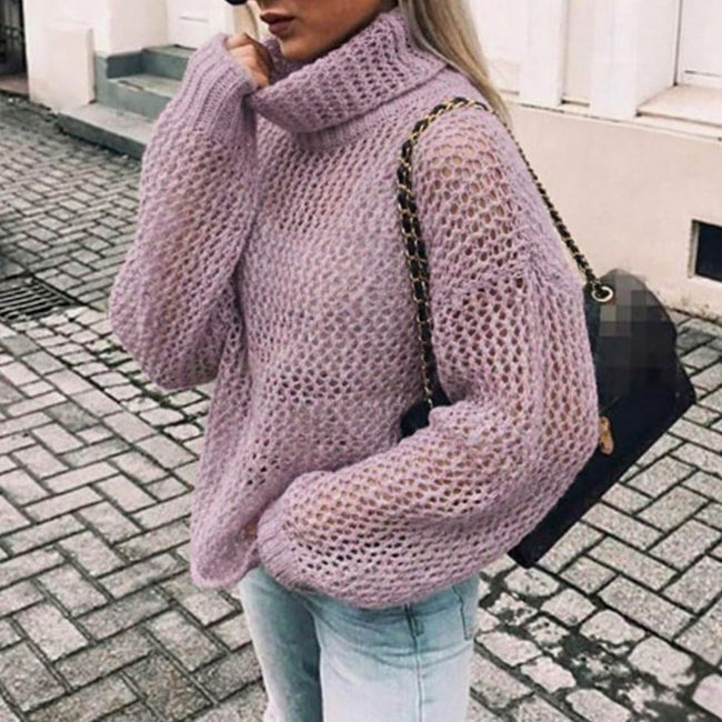 Yara | Women's Cardigan Oversized Chunky Knit Turtleneck Sweater with Ribbed for Layering