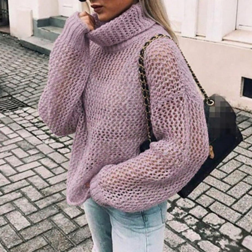 Yara | Women's Cardigan Oversized Chunky Knit Turtleneck Sweater with Ribbed for Layering